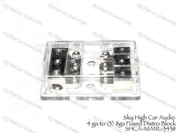 Sky High Car Audio (3) 4GA to (3) Separate 8GA Mini ANL Fused Distribution Block