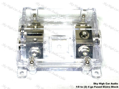 Sky High Car Audio (1) 1/0 to (2) 4GA Waterproof ANL Fused Distribution Block Dual ANL Fuse Holder