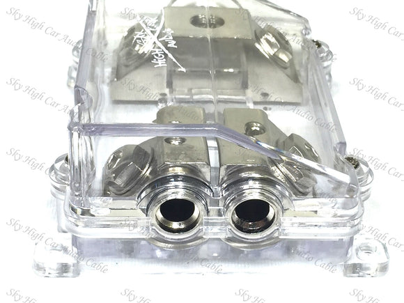 Sky High Car Audio (1) 1/0 to (2) 4GA Waterproof ANL Fused Distribution Block Dual ANL Fuse Holder