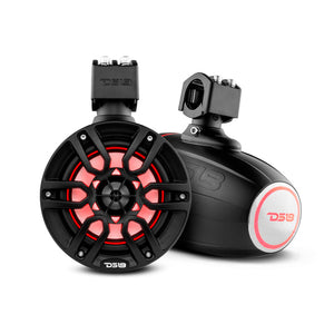 DS18 HYDRO NXL-X6TP/BK 6.5" Marine Water Resistant Wakeboard Tower Speakers with Integrated RGB LED Lights 300 Watts - Black