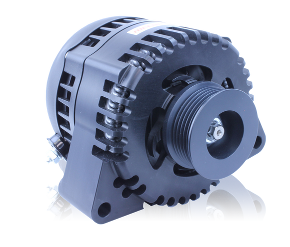 S Series Billet 240 AMP Racing Alternator For C5/C6 Corvette - One Wire, Self Exciting - Black Anodized