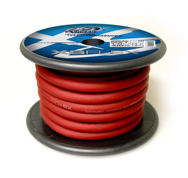 50 Feet XS Power 1/0 OFC 4704 Stand Count Tinned Oxygen Free Copper- RED