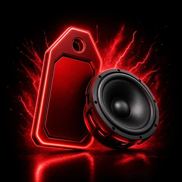 Graphic icon: lightning bolt price tag — closeout deals and sale pricing